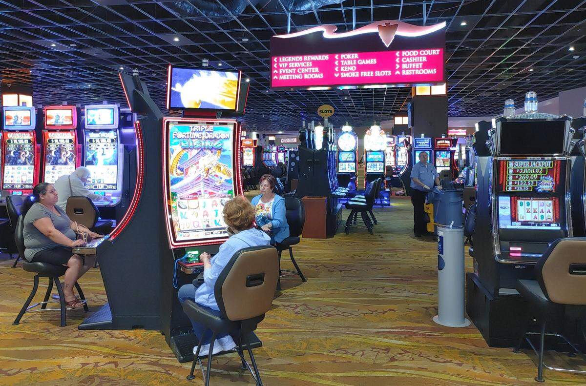 Guests gamble at some of the nearly 1,500 slot machines at Legends Casino and Hotel, owned and operated by the Confederated tribes of the Yakama Nation in Toppenish. The Yakama celebrated the casino’s 25th anniversary on May 15, 2023.