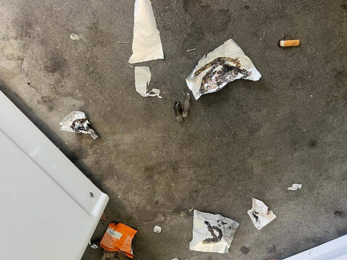 Discarded foil used to smoke fentanyl is seen in this photo.