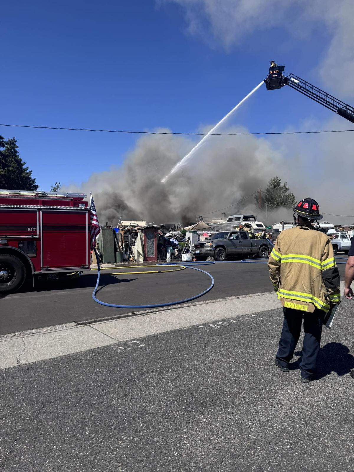 Richland Fire Department battled a two-alarm blaze at 2100 Pullen Street. The property is a notorious “junkyard” house the city has been trying to get cleaned up for more than two years.