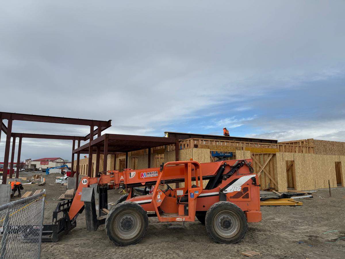 Fowler Construction is framing the future 107-room Home2 Suites Hotel near the Tri-Cities Airport in Pasco. A-1 Hospitality is the owner and operator. Photo taken April 1, 2025.