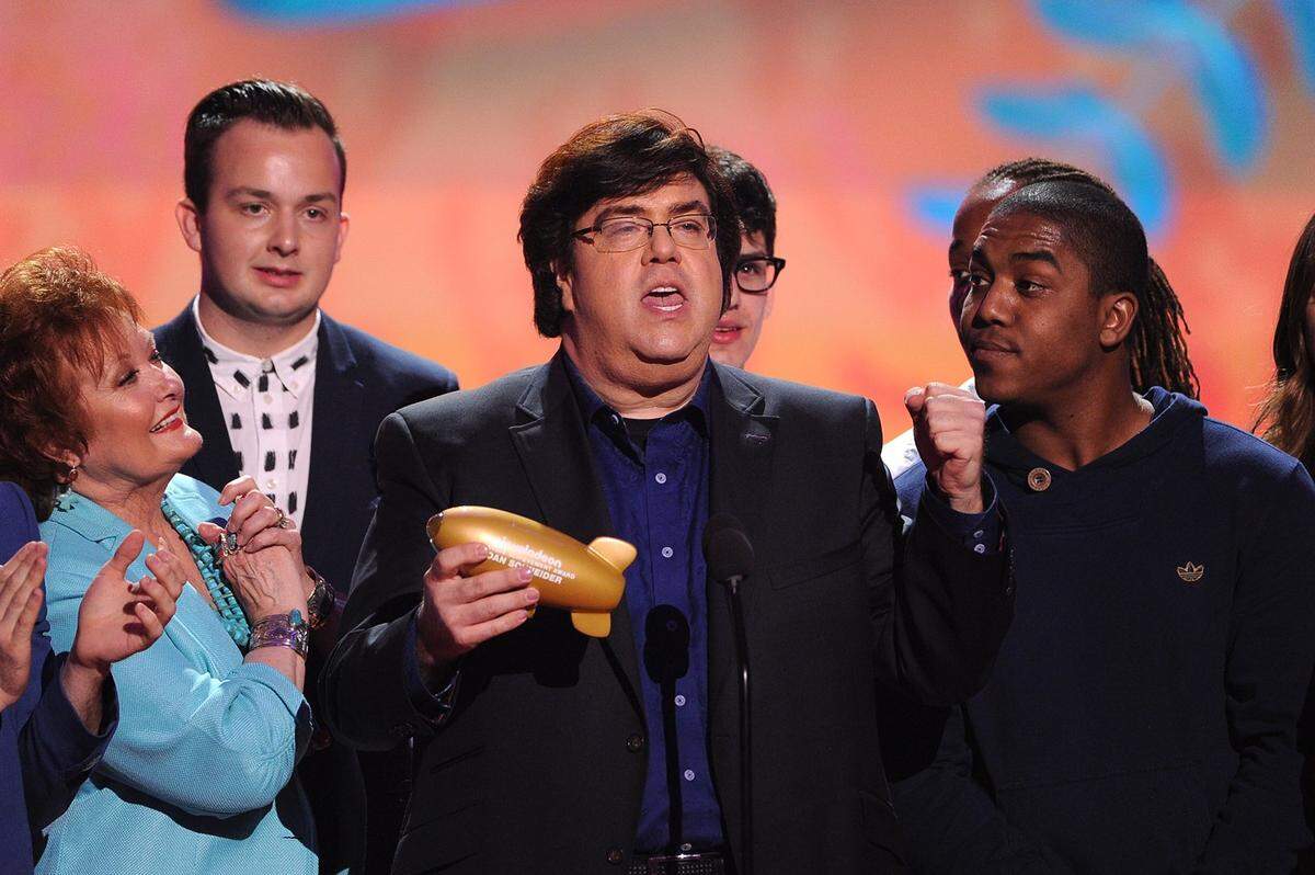 Dan Schneider speaks onstage during Nickelodeon’s 27th Annual Kids’ Choice Awards at USC Galen Center on March 29, 2014, in Los Angeles.