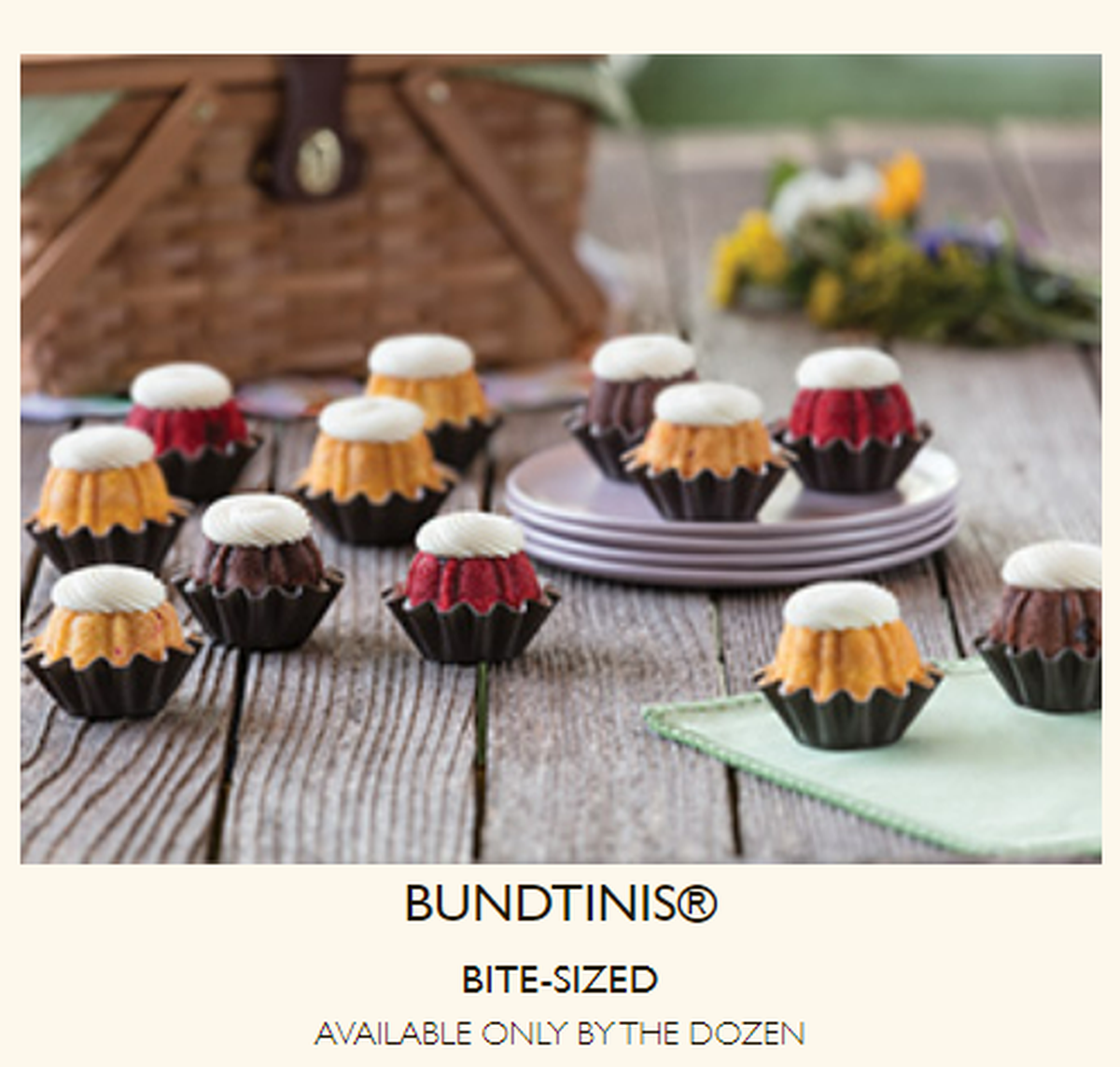 Bundtini’s, which are miniature cupcake sized bundt cakes, are pictured on Nothing Bundt Cake’s website.
