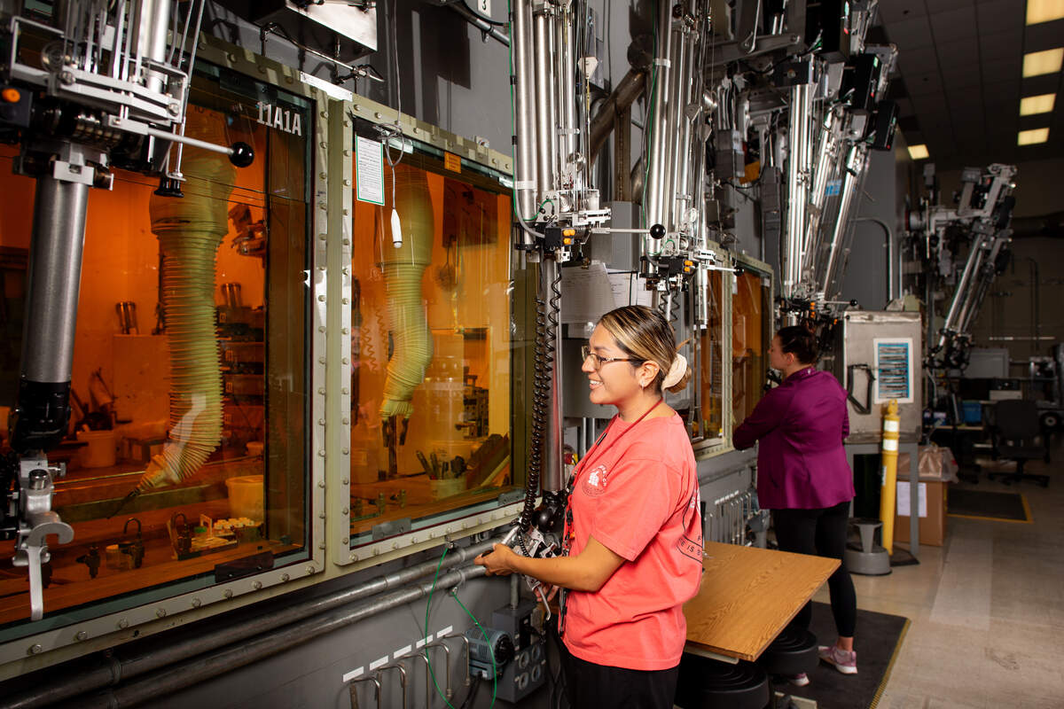 The 222-S Laboratory at the Hanford nuclear site has 11 hot cells that can be used for analyzing high-level radioactive waste by workers who stand outside the hot cells and use manipulators to handle waste inside.