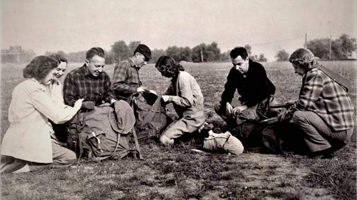 The Intermountain Alpine Club pictured hiking along the American River in the spring of 1949. IMAC is closing in on 70 years of exploring the rivers, canyons, mountains and wilderness surrounding the Tri-Cities.