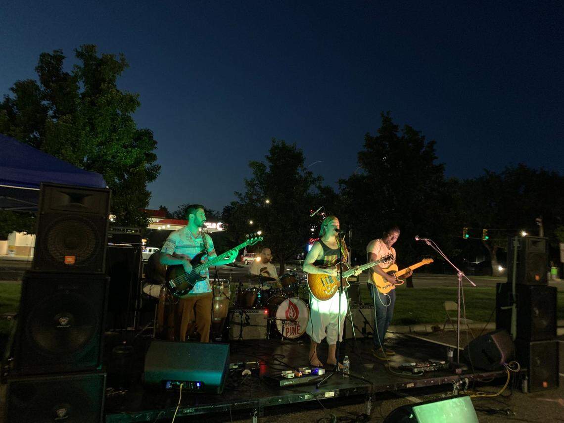Reggae band Naughty Pine performs on the Mushroom Stage at the Uptown Get Down music festival.