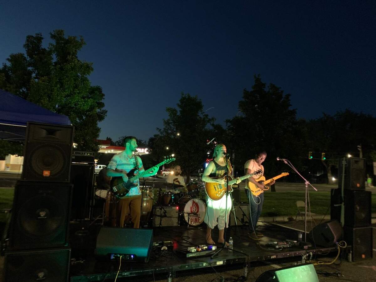 Reggae band Naughty Pine performs on the Mushroom Stage at the Uptown Get Down music festival.