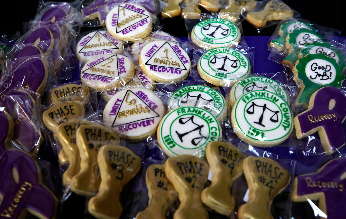 Decorated cookies were part of the celebration at the recently created Theraputic Court program in Franklin County District Court in Pasco.