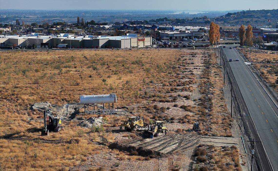 Construction equipment is parked at the site of the future Richland Costco Wholesale store shortly after the Issaquah warehouse giant signed a 55-year lease for the property with the Washington Department of Natural Resources.