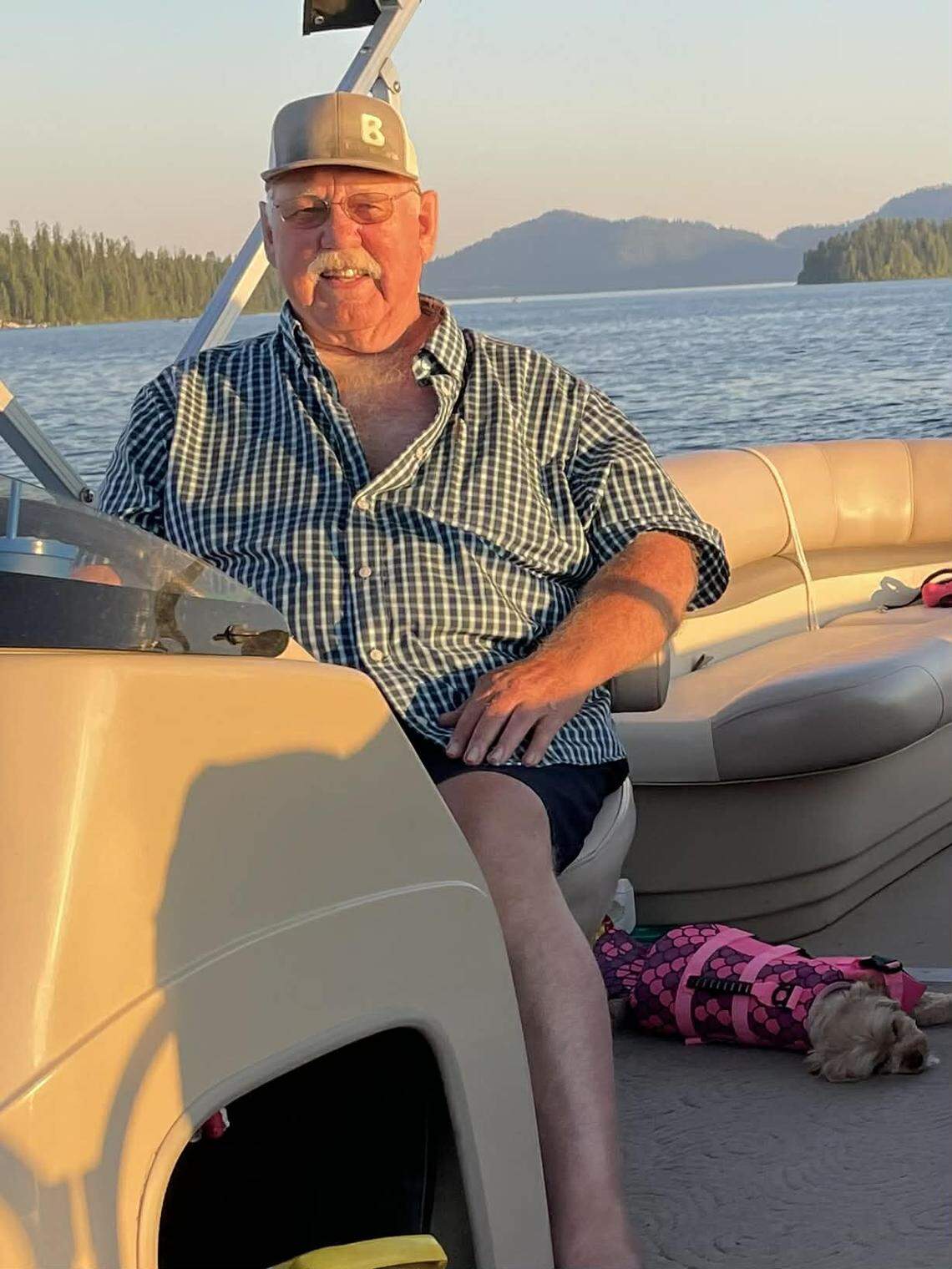 Former Franklin County Commissioner Bob Koch on his pontoon boat on Priest Lake in Idaho.
