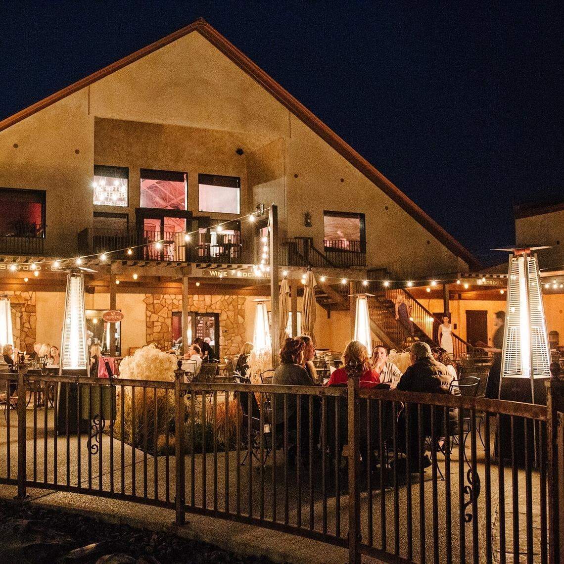 Tagaris Winery’s elegant Taverna features a farm-to-table menu served in their outside area with heaters and single-use blankets.