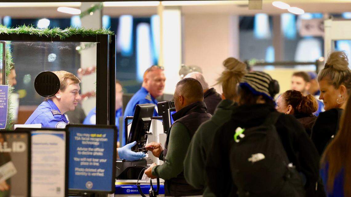 The Transportation Security Administration screens air travelers at the Tri-Cities Airport in Pasco early Monday as the holiday travel season kicked into high gear.