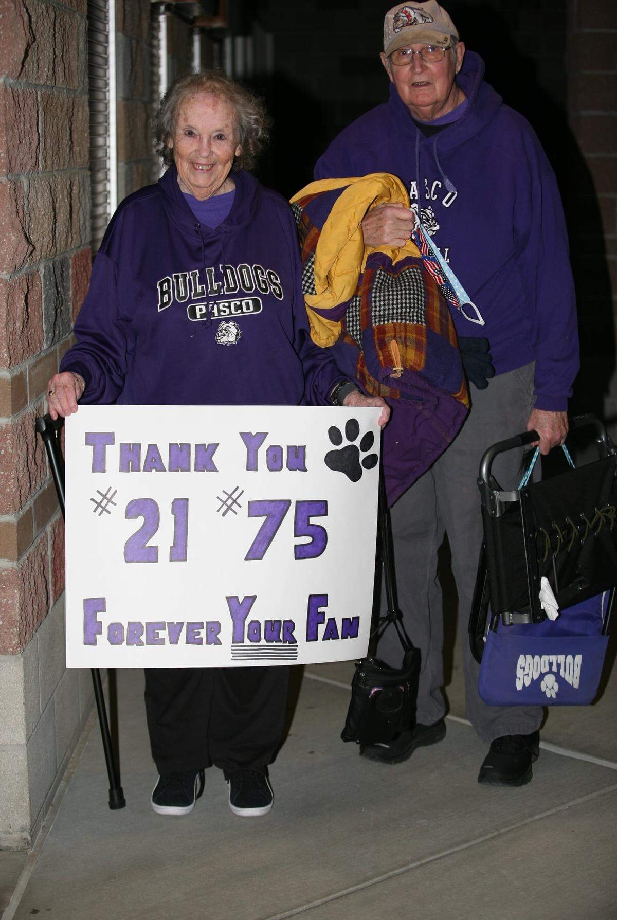 Donna Rasmussen, 81, of Pasco, hasn’t missed a Pasco-Kennewick High match-up for 69 years. And two Pasco teens made sure the pandemic didn’t stop her.