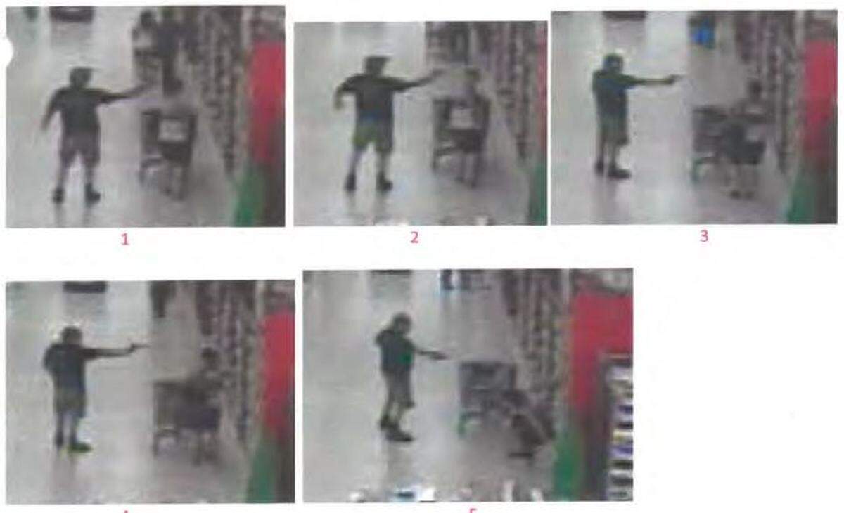 Still pictures taken from surveillance footage show the moment Matthew McQuin shot Jenna Kline inside the Richland WinCo Foods on July 30, 2018.