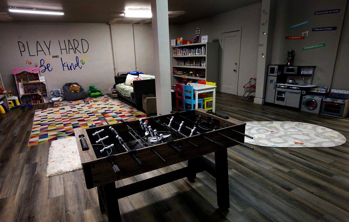 A children’s play area is in the basement of the downtown Pasco building that is more than a century old.