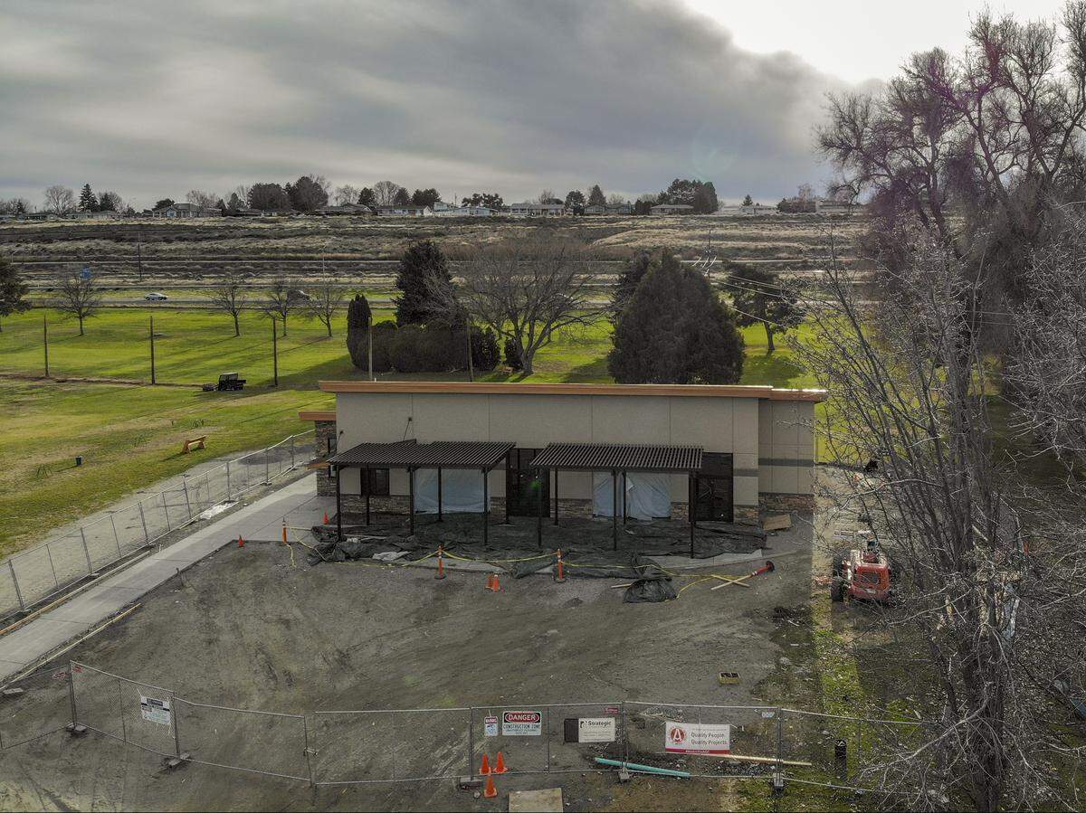 Columbia Park Golf Links clubhouse is still under construction. The 2,600-square-foot building will be finished in April with e a river-view patio, kitchen, seating for 150 and a pro shop. The golf course remains open during the project.
