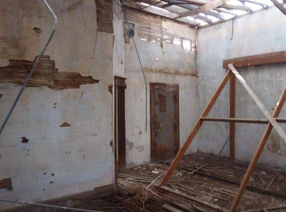 The White Bluffs Bank was badly deteriorated before a restoration project began.