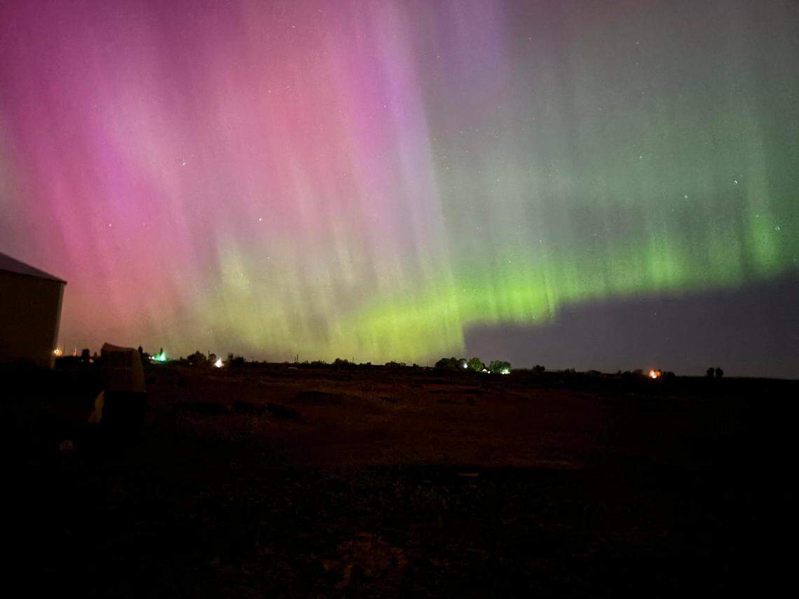 Northern lights as seen from Prosser, Wash., on May 10.
