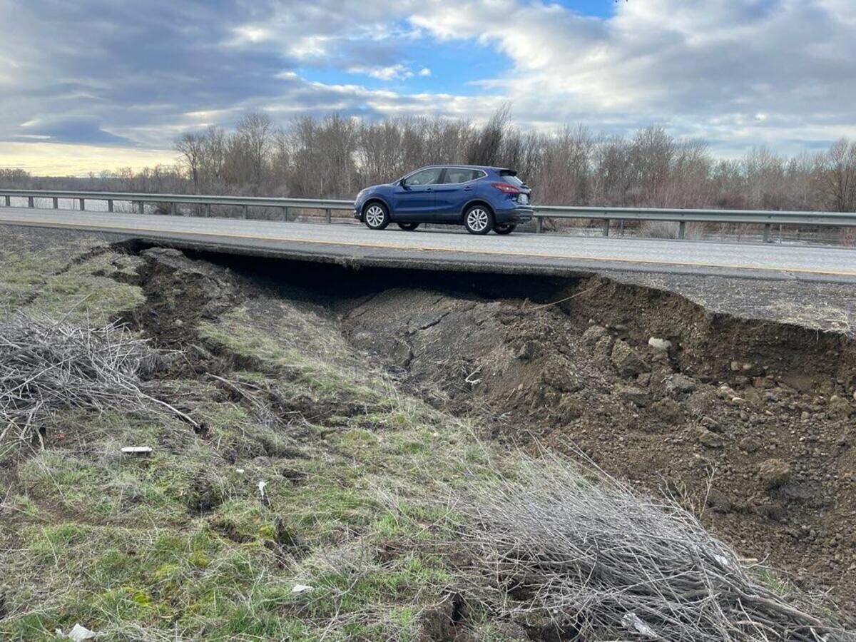 Eastbound lanes of Interstate 82 may not reopen until at least March 1 after an embankment failure near Wapato. Westbound lanes may reopen by Friday.