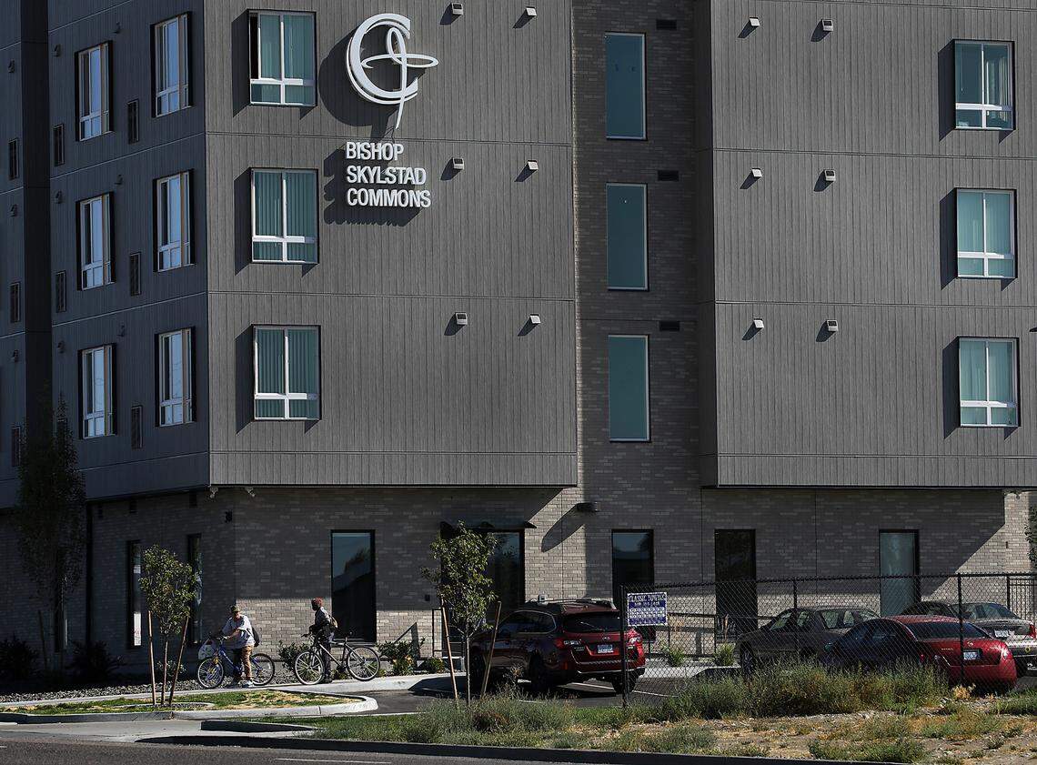 The Bishop Skylstad Commons housing facility in Pasco is a recently opened apartment-style complex that offers resources for the unhoused.