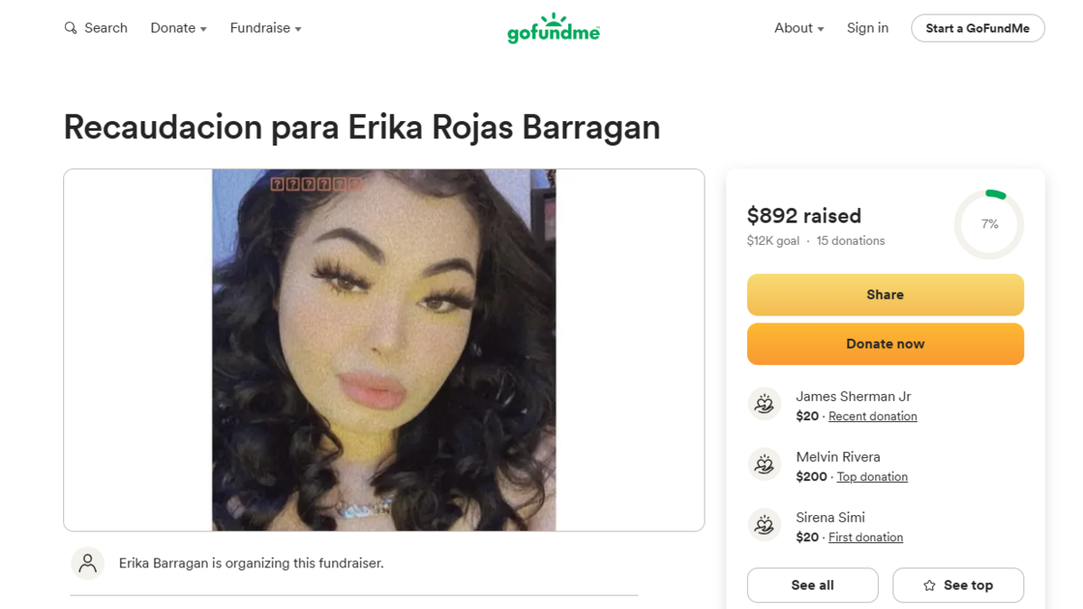 Erika Rojas Barragan’s mother started a GoFundMe to cover funeral expenses after a fatal Interstate 182 wreck.