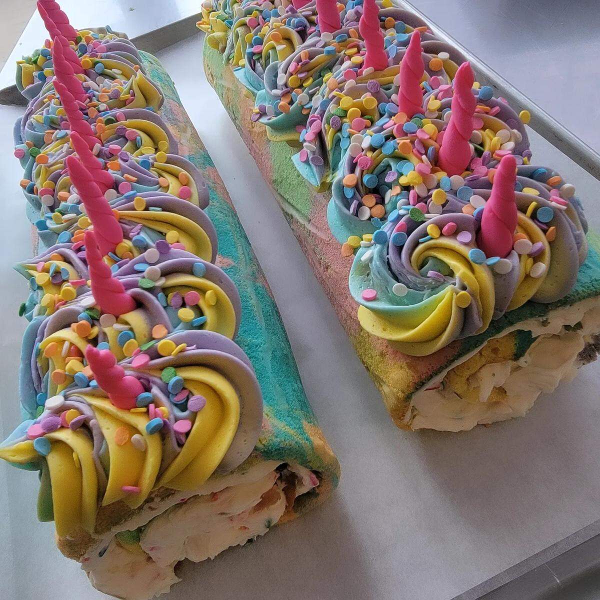 Annelee Giese is opening Rise & Shine Bake Shop in downtown Kennewick, offering interesting treats like her unicorn Swiss rolls.