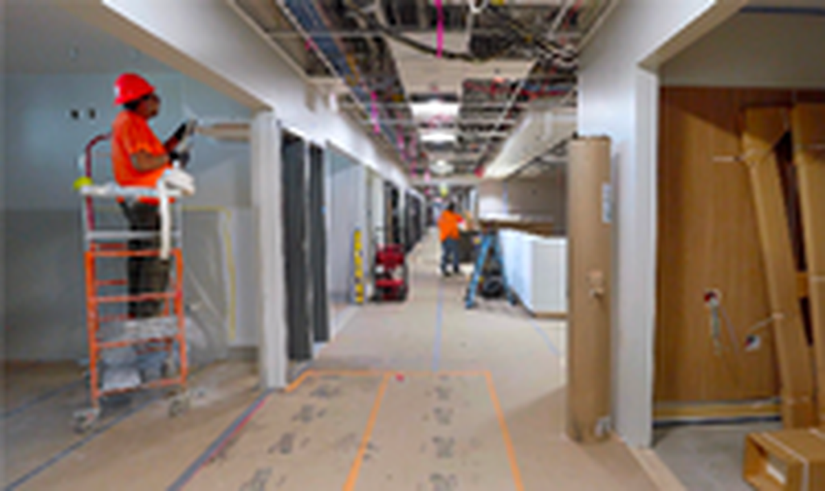 Work continues inside Prosser Memorial Hospital.
