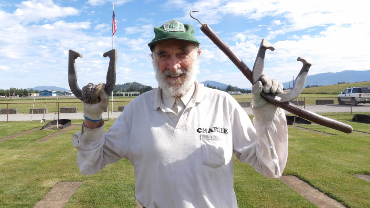 Longtime Boeing employee Charlie Tapper, 94, of Auburn, Wash., is headed to Kennewick for the National Horseshoe Pitchers Association’s world tournament.