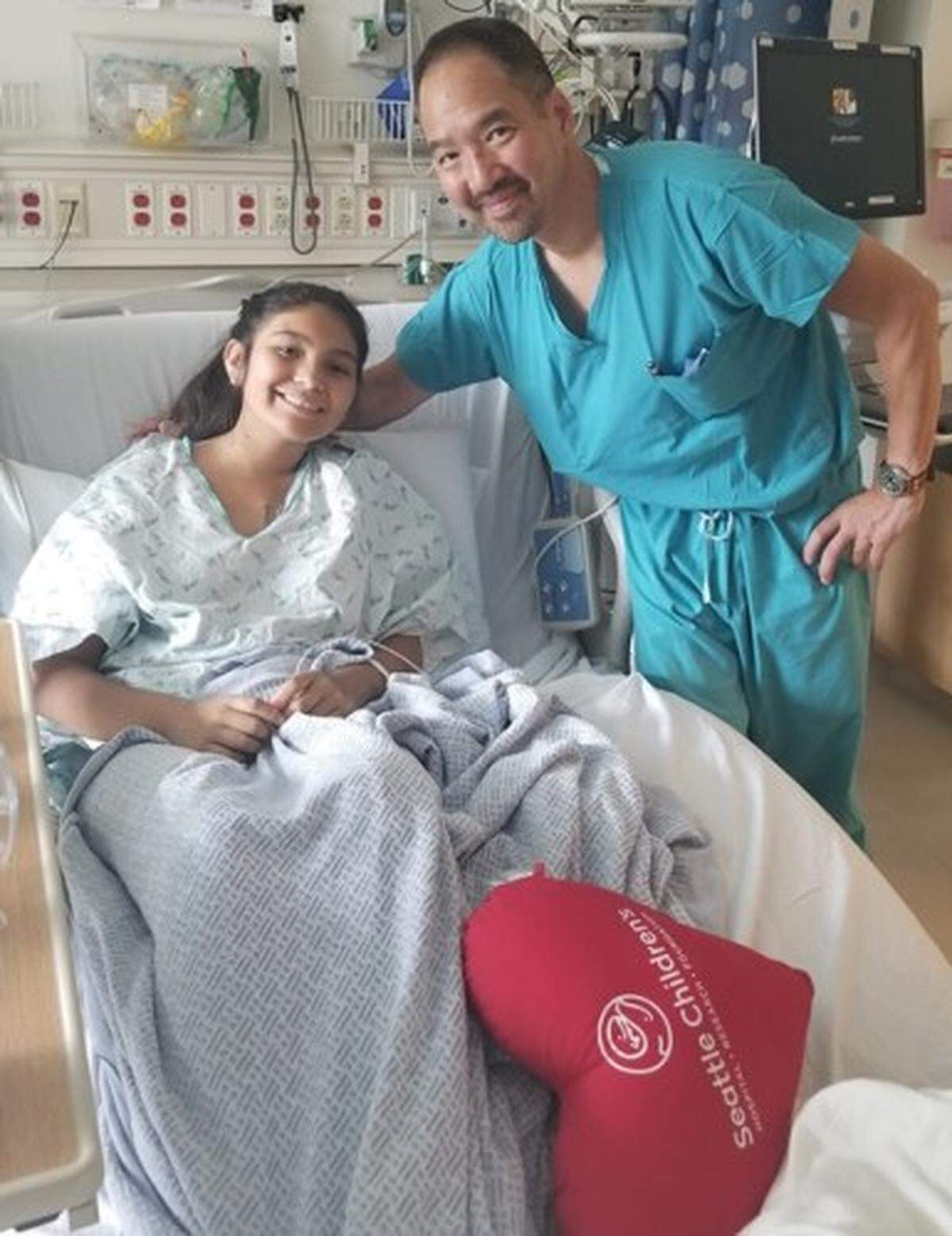 Shanae Ceja of Toppenish with Dr. Jonathan Chen at Seattle Children’s Hospital.