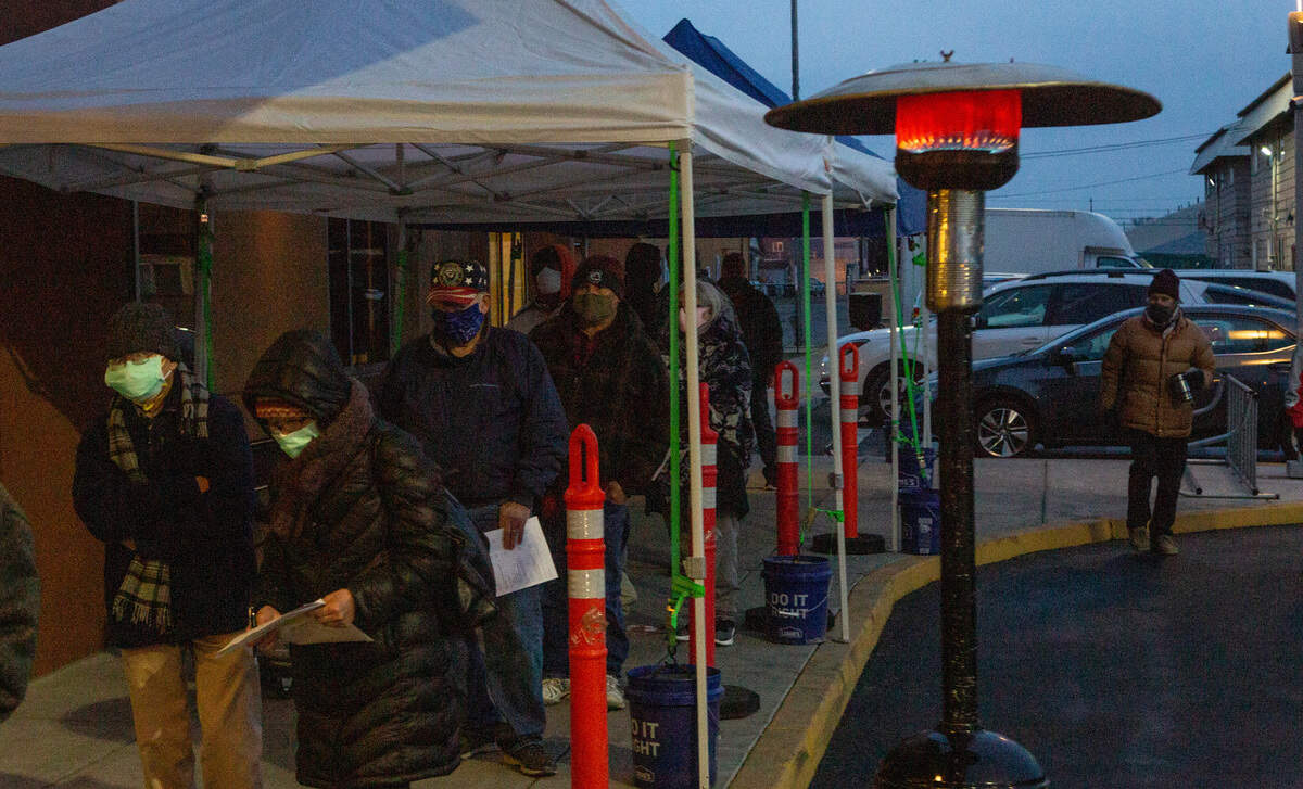 People stood for hours outside in the winter cold waiting for a chance to receive the COVID-19 vaccination at Tri-Cities Community Health clinic in Pasco on Friday.
