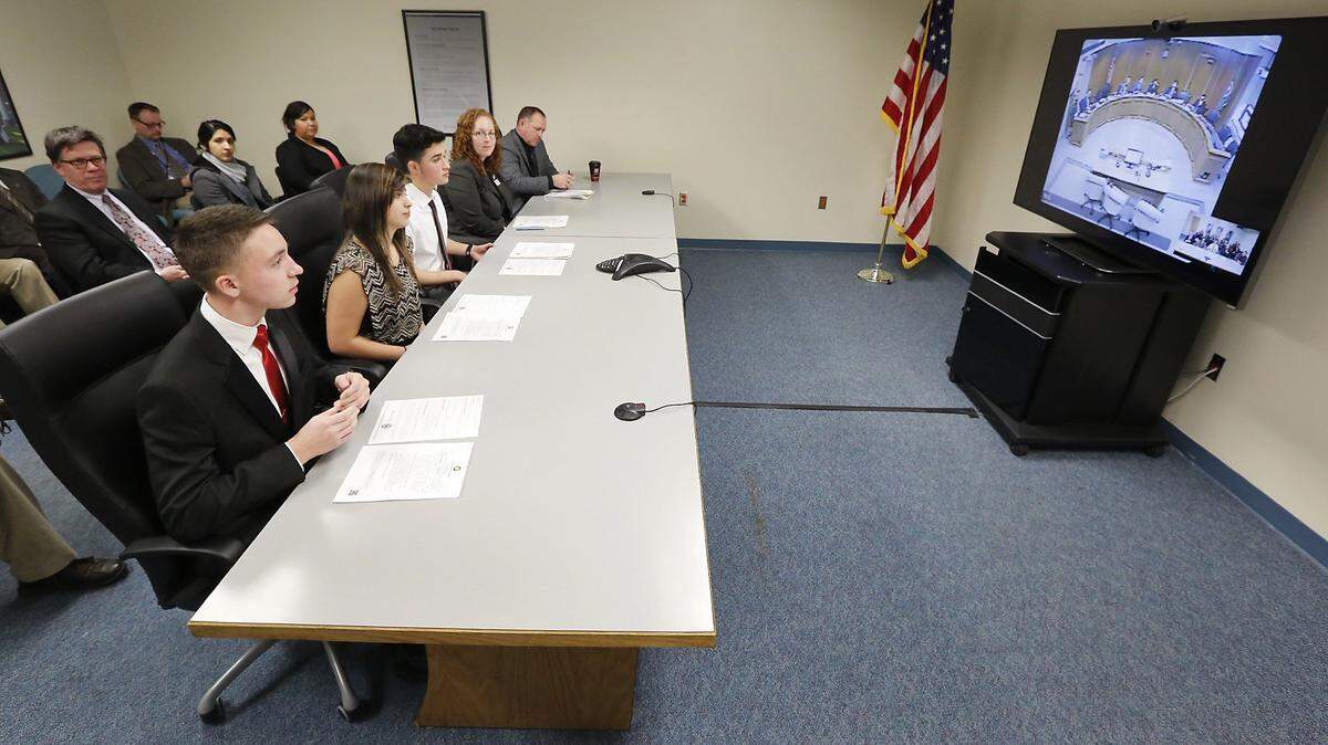 Delta High School’s principal and three students were the first to use the state Senate remote testimony setup at Columbia Basin College in 2015.