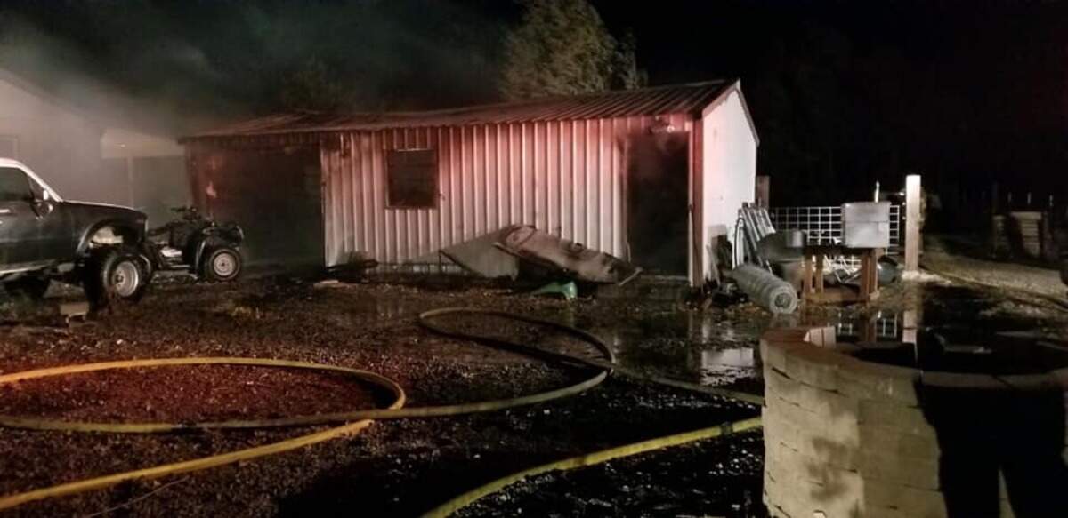 A second fire started up when embers from a controlled burn at a farm at Johnson and Griffin roads spread to a nearby haystack, which ended up igniting a nearby shop.&nbsp;