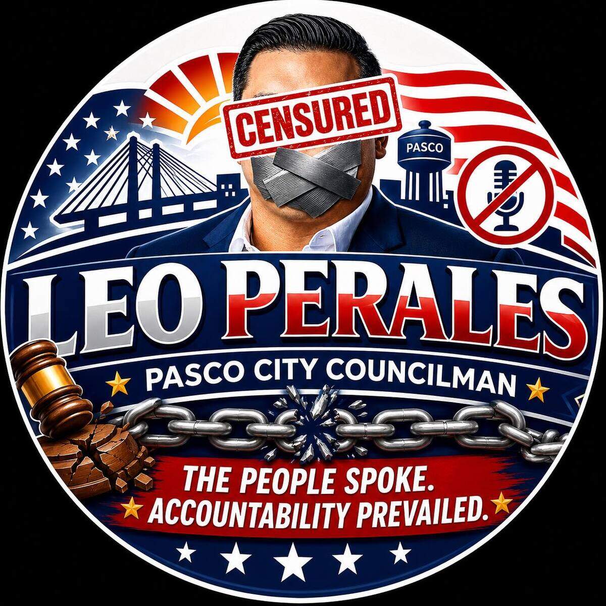Pasco Councilman Leo Perales shared this AI image on his campaign Facebook after being censured Monday night.