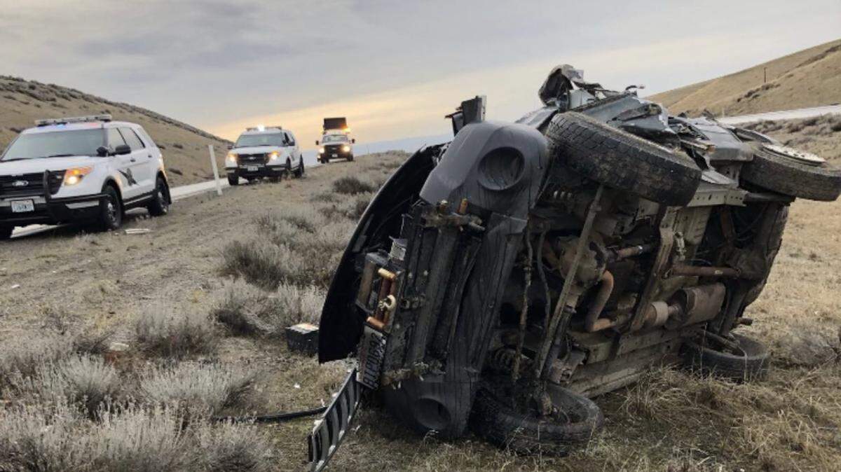A woman was taken to the hospital after sliding off of Interstate 82 Friday morning.