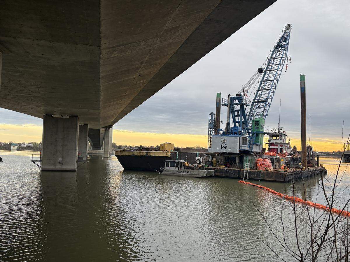 A turbidity curtain was being installed Tuesday to control sediment traveling down the Columbia River toward a Kennewick city water intake.