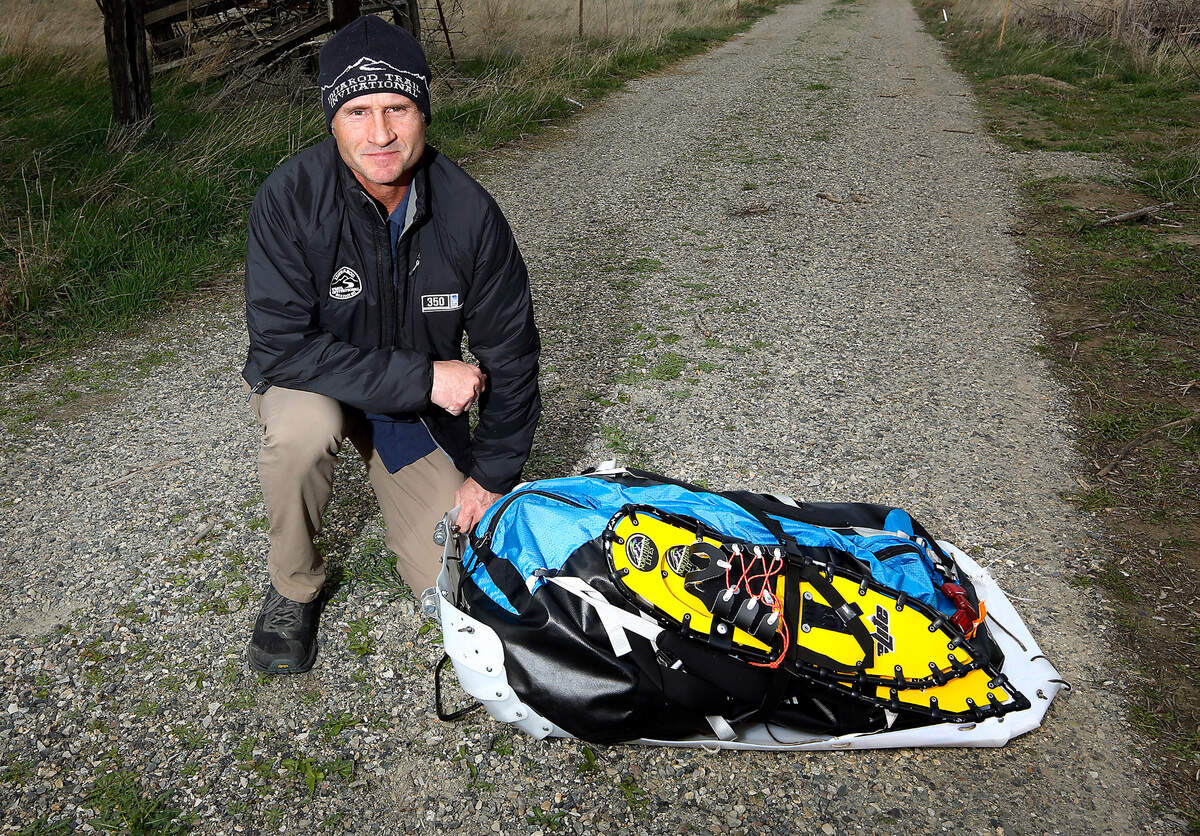 Brandon Lott of Burbank recently finished the 350-mile running race called the Iditarod Trail Invitational in Alaska. It was the second time Lott participated in the event. He’s shown with his racing sled and other equipment he pulled and carried during the grueling winter trek.