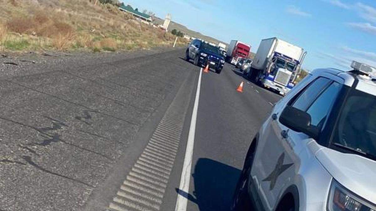 Traffic was backed up along Highway 395 near East Elm Road north of Pasco late Sunday morning after a man who got out of his pickup was hit and killed.