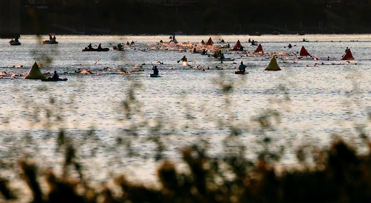 Participants in Ironman 70.3 Tri-Cities in 2024 started the triathlon event with a 1.2-mile downriver swim in the Columbia River in Richland.