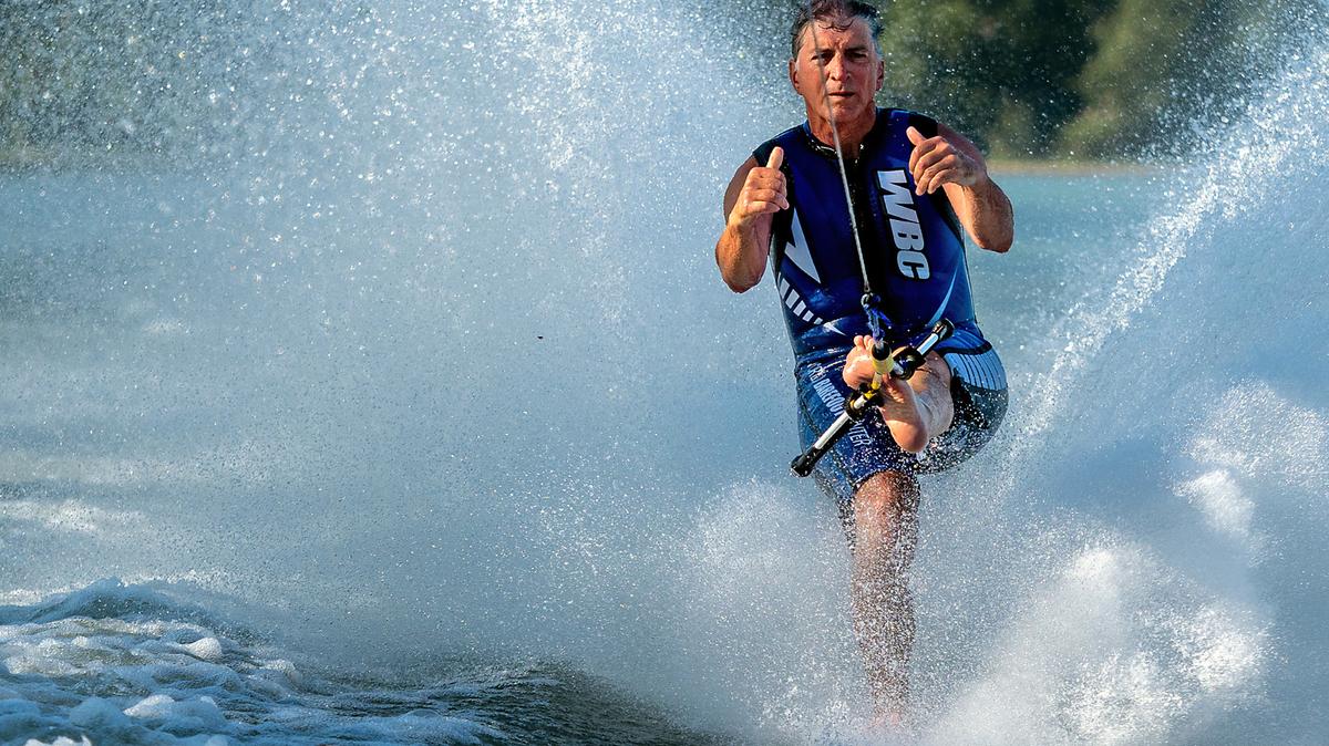 Neil Heeney of West Richland competes in barefoot water skiing. Heeney has seeking to reopen the Nelson Island channel on the Richland waterfront to motorboats during non-summer months.