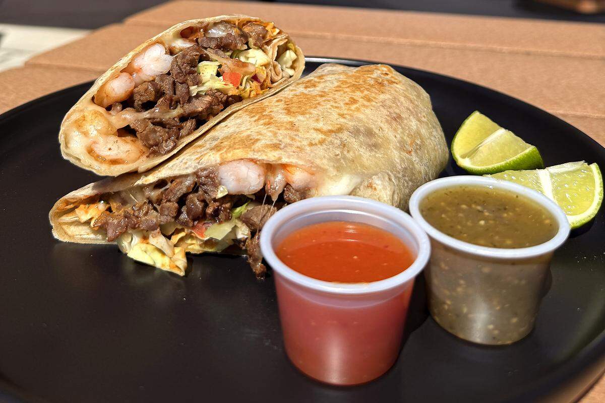 While La Bahia’s menu emphasizes seafood, there are many non-seafood options, including the La Bahia Burrito filled with steak and shrimp.