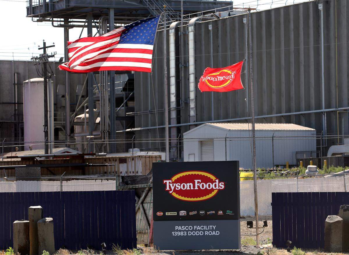 The Tyson Foods meat processing plant is at 13983 Dodd Rd., about 10 miles southeast of Pasco, in Wallula.