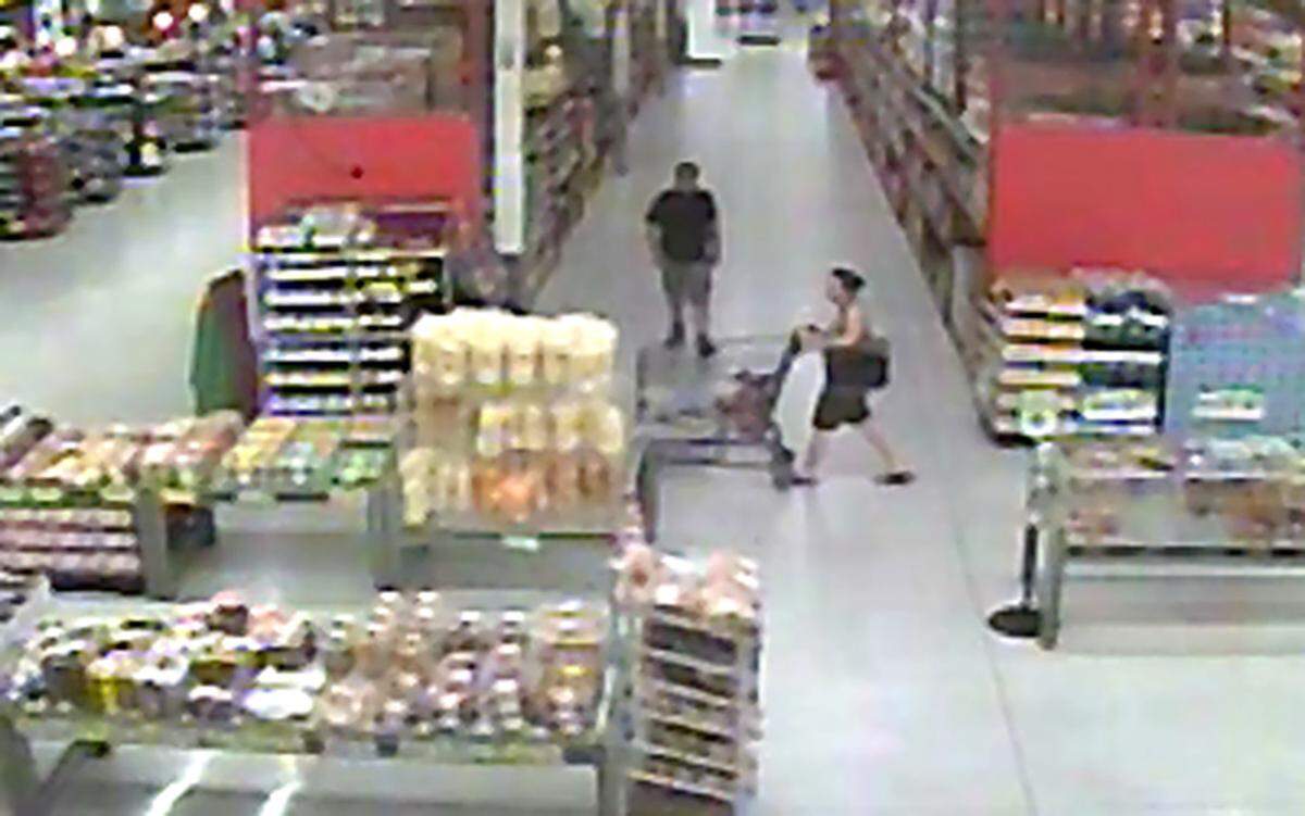 Surveillance video from the store shows Jenna Kline crossing the aisle in front of Matthew D. McQuin moments before McQuin pulled a gun and shot Kline on July 30 at the Richland WinCo.