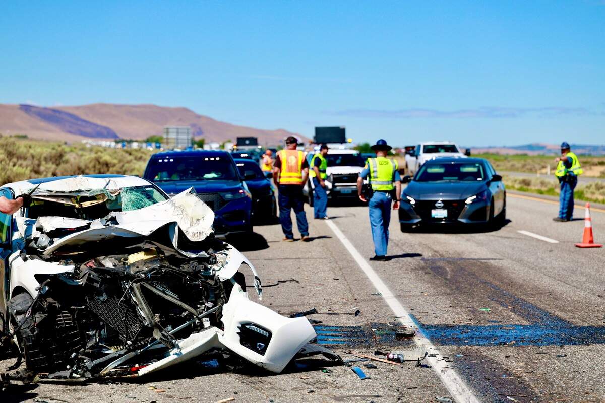 A multi-vehicle collision caused eastbound traffic to back up on Interstate 82 near Benton City on Tuesday morning.
