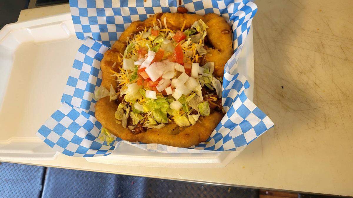 Fry bread taco by Ernestine Jim