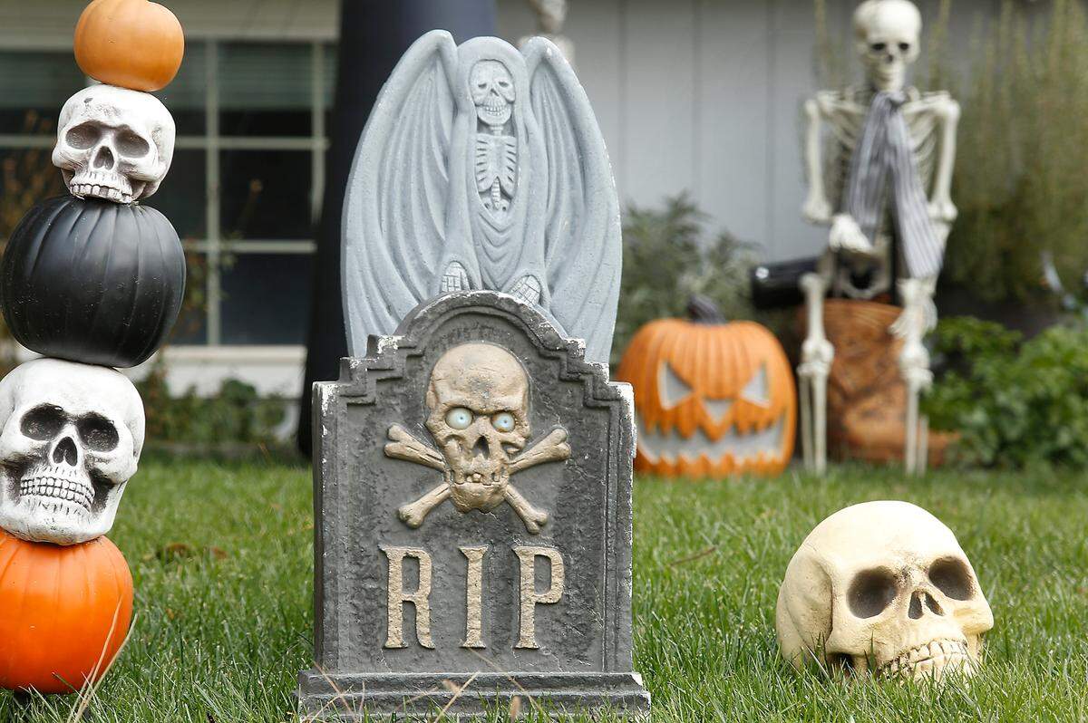 A variety of spooky and fun Hallowween decorations are on display in the front yard of a home in the 800 block of South Olson Street in Kennewick. Drive-in movies, drive-thru trick-or-treating and virtual contests around the Mid-Columbia are taking the place of signature Halloween events that have been canceled because of COVID.
