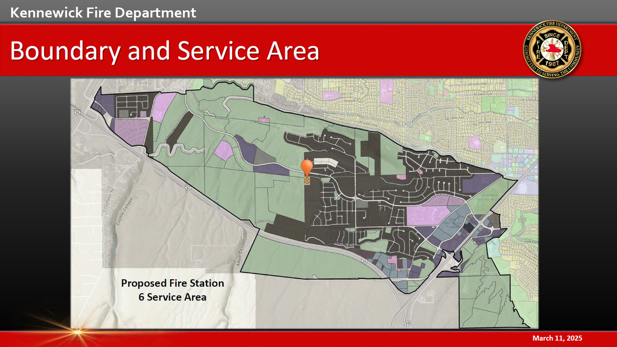 The proposed service area for the Southridge fire station.