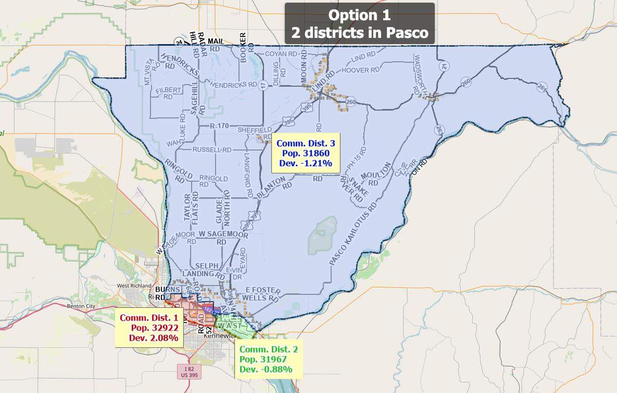 Option 1 for redistricting of Franklin County commissioner districts.