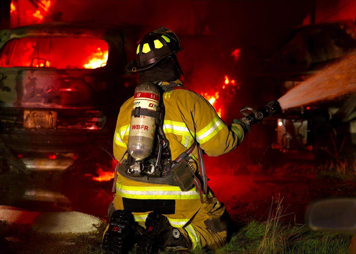 West Benton Fire Rescue firefighters battled a house fire on Monday night in Prosser. 
