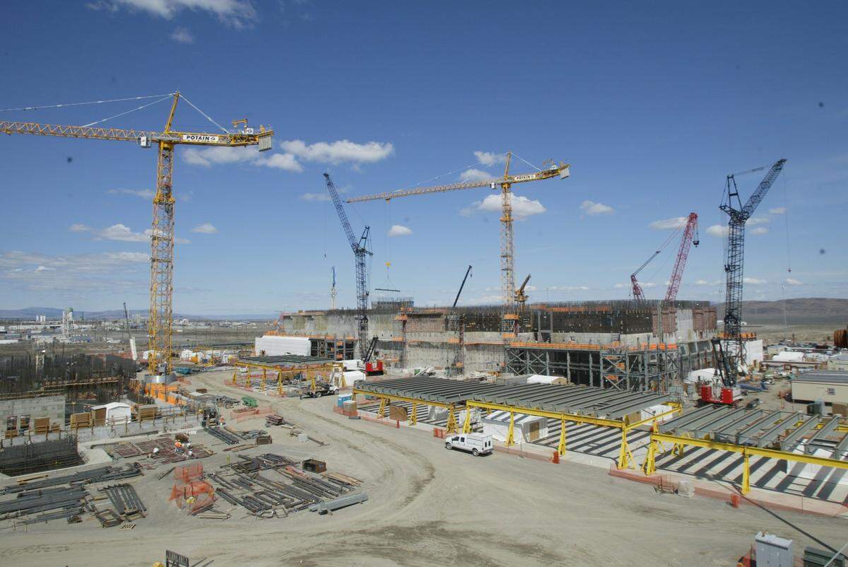 Construction is shown at the vitrification plant at the Hanford nuclear reservation in about 2005.