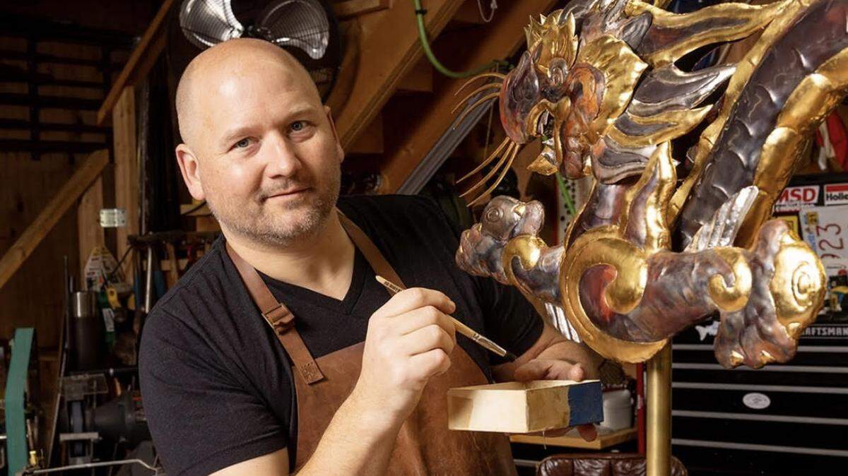 Anthony Holand, who grew up in the Tri-Cities, works inside the Tuck & Holand Metal Sculptors studio in Vineyard Haven on Martha’s Vineyard, Mass.