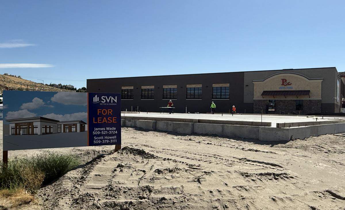 Developers Matthew and Nathan Croskrey are building a four-space retail complex next to Yoke’s Fresh Market in south Richland.  Photo taken Aug. 20, 2025.